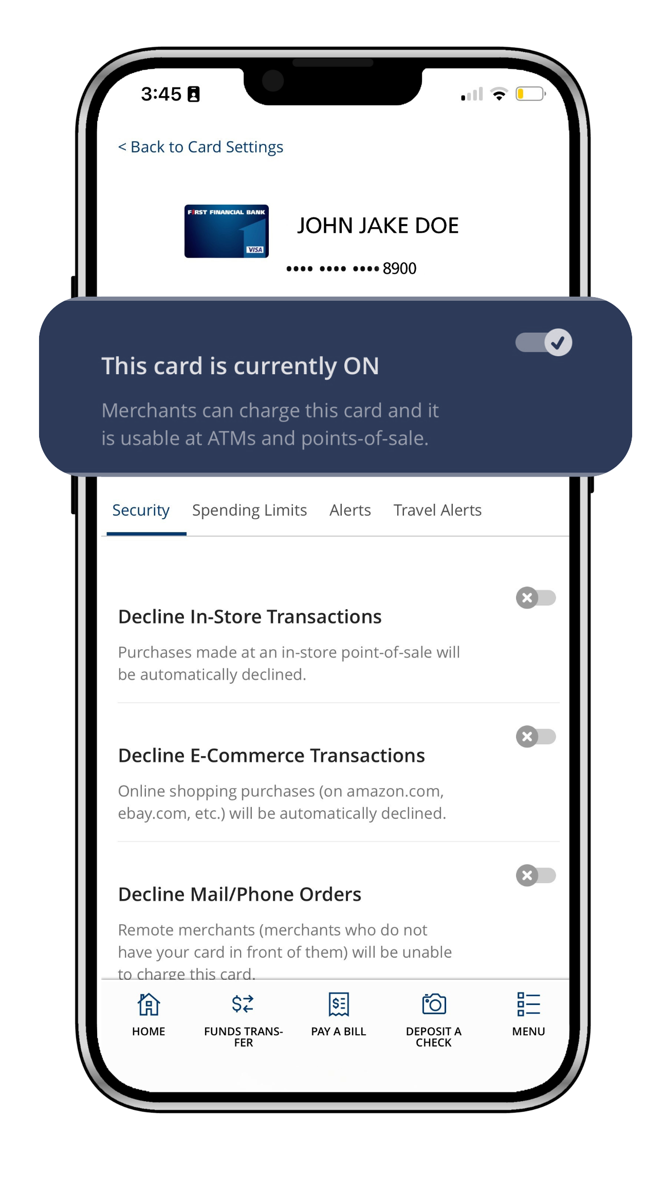 Debit Card Controls Debit Card Controls