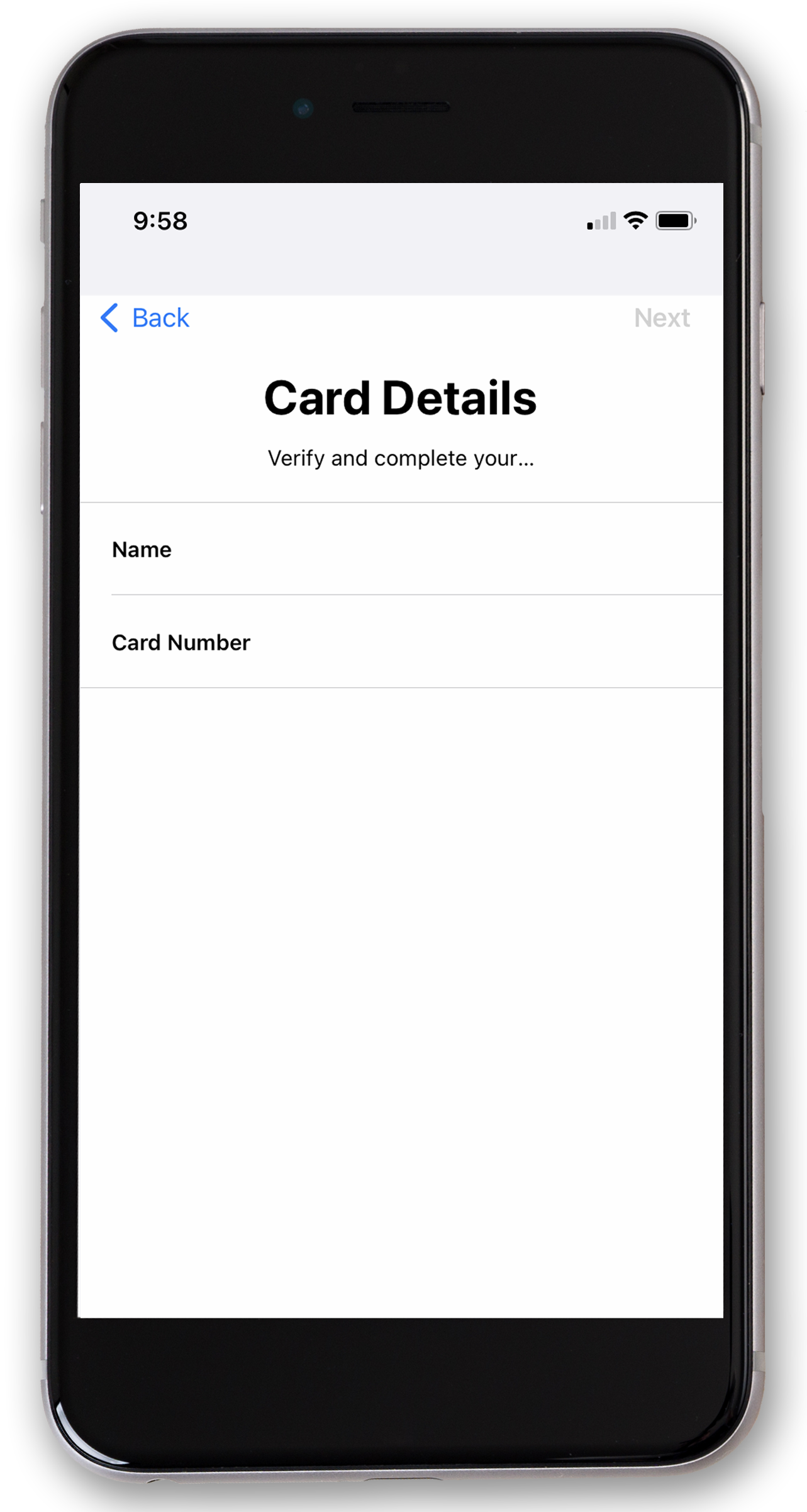 image displaying the card details screen on apple wallet