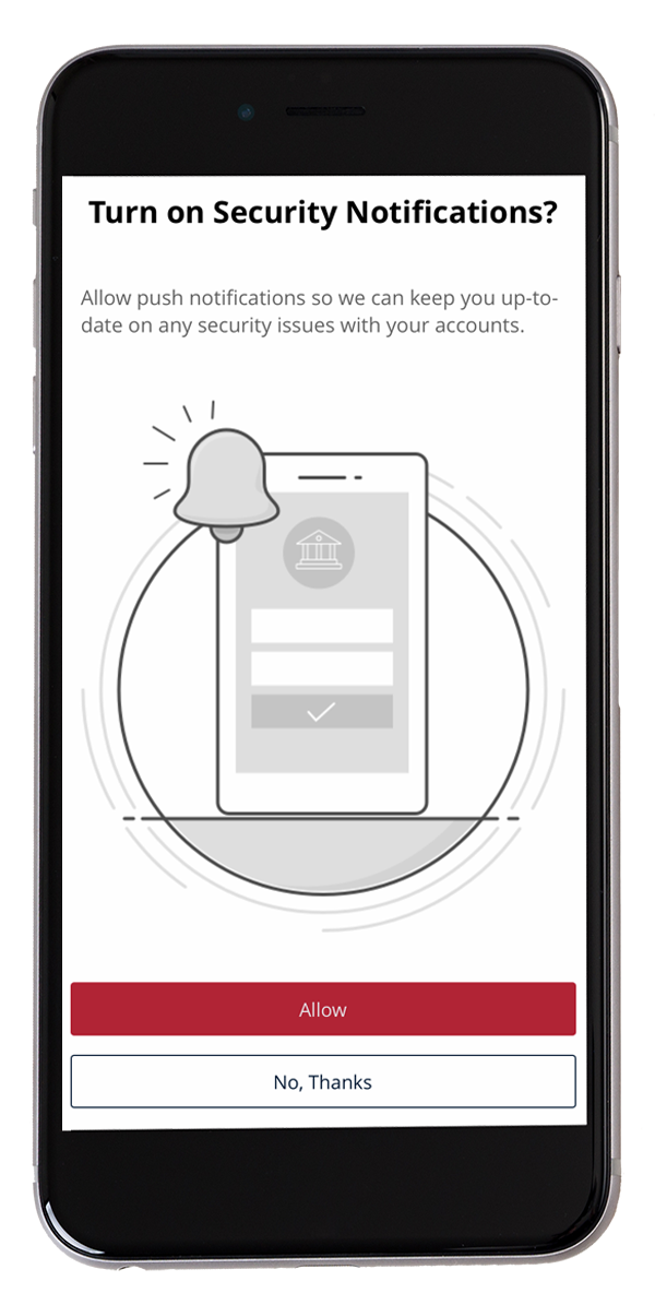 image of turning on security notifications within the mobile app